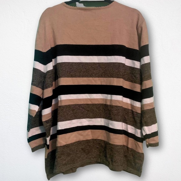 Alfred Dunner Striped Sweater - Size 3x Plus Size, Tan and Black 🖤 - Picture 2 of 4